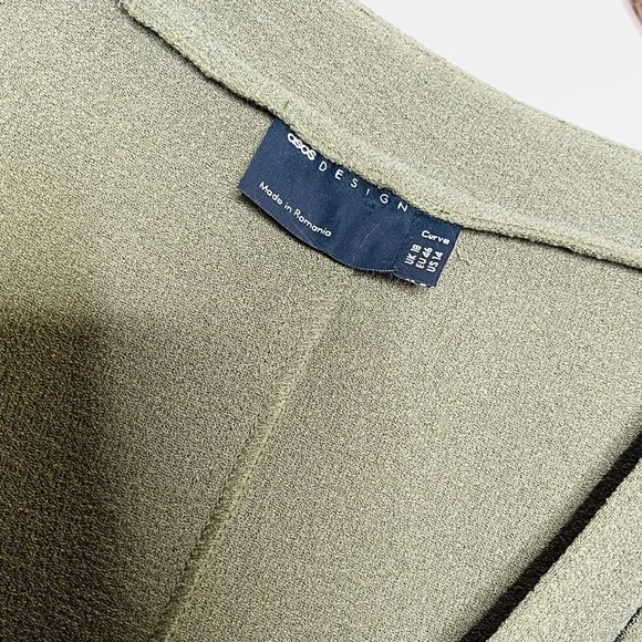 ASOS DESIGN Curve Wrap Midi Dress Olive Green Size US 14 / UK 18 - Picture 3 of 11